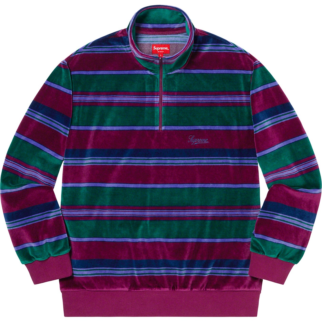 Stripe Velour Half Zip Pullover view 7